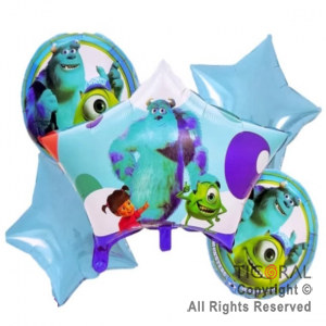 SET DE GLOBOS METALIZADO MONSTER INC X 5 UNIDADES